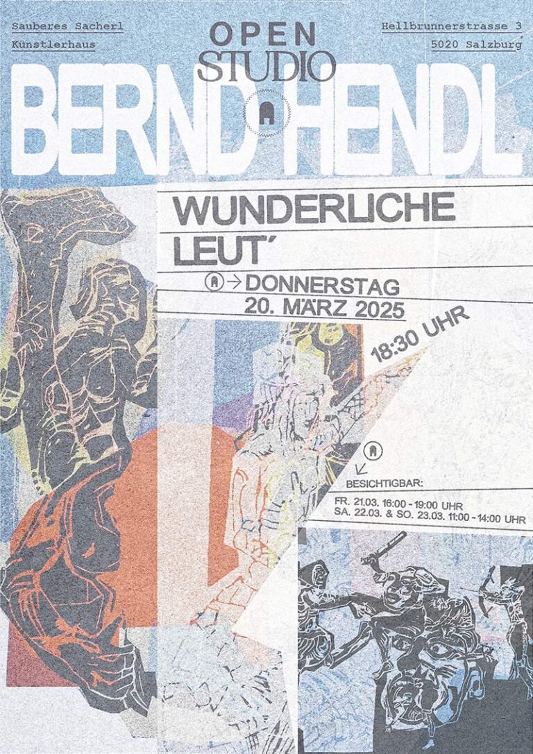 Plakat für das Open Studio von Bernd Hendl am 20. März 2025