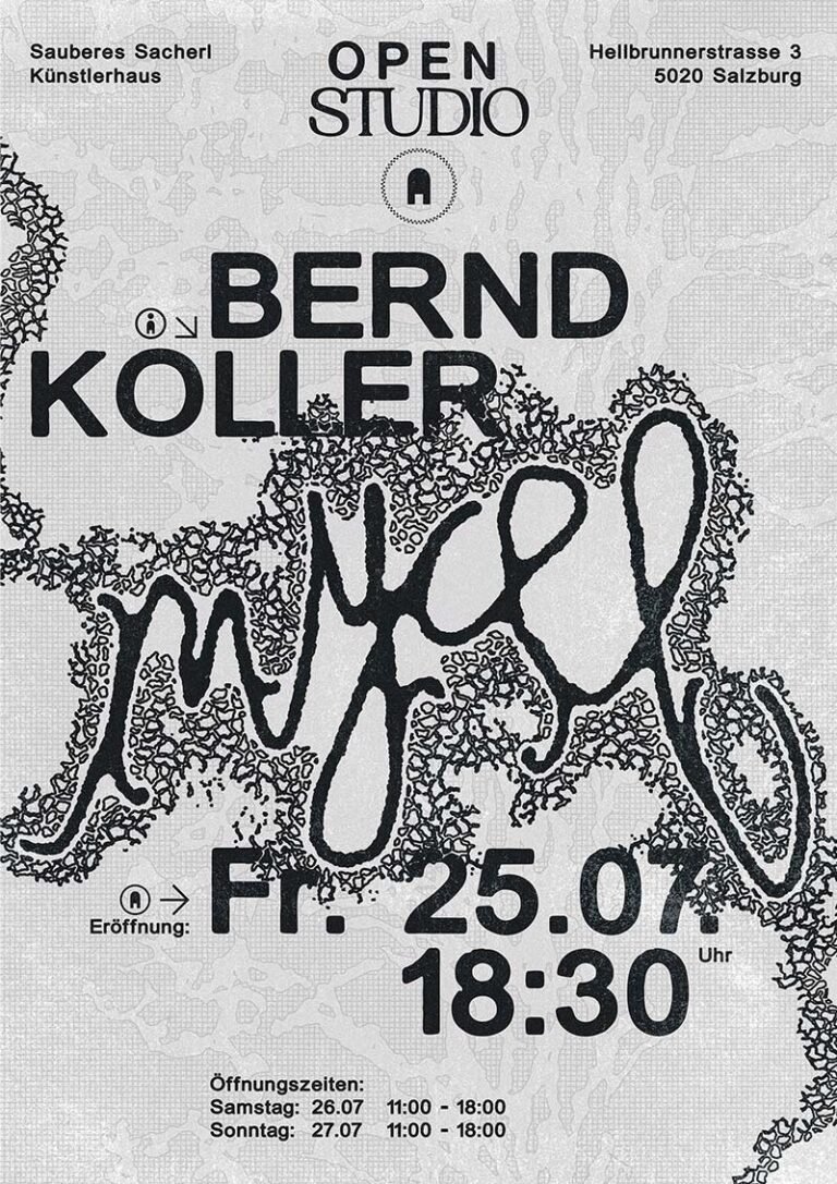 Plakat für das Open Studio von Bernd Koller am 25. Juli 2025