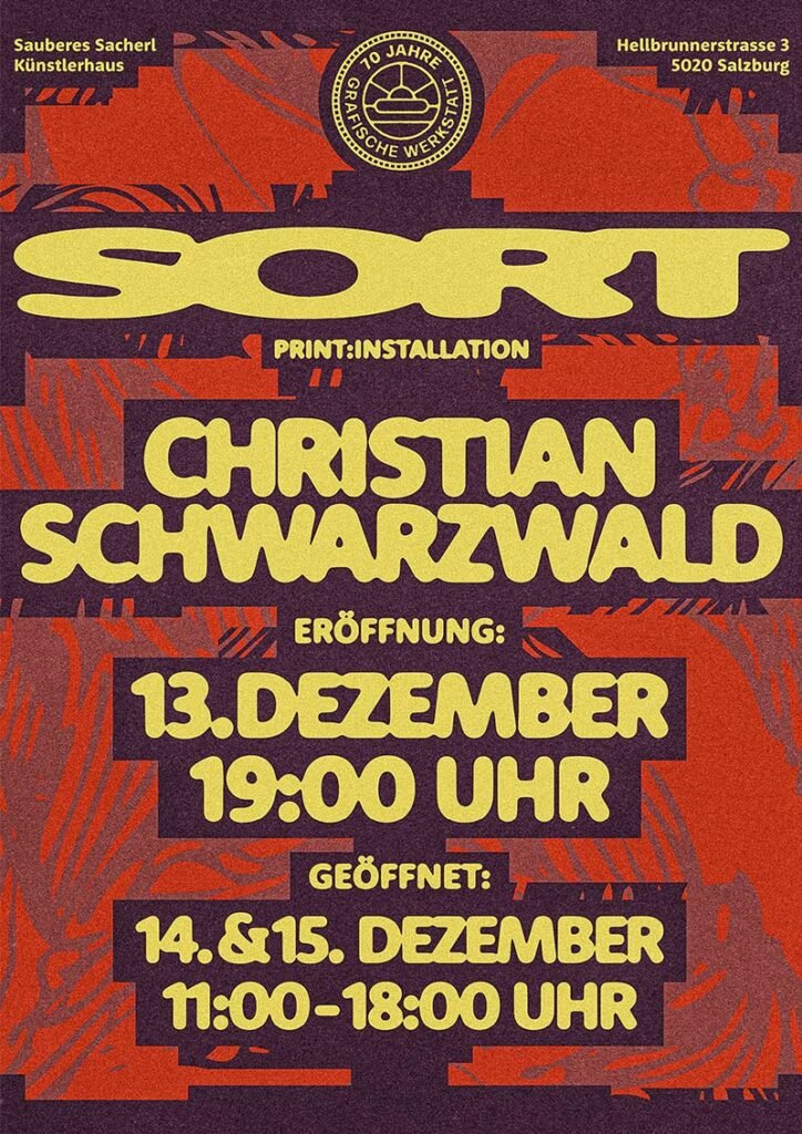 Plakat für das Open Studio von Christian Schwarzwald am 13. Dezember 2024