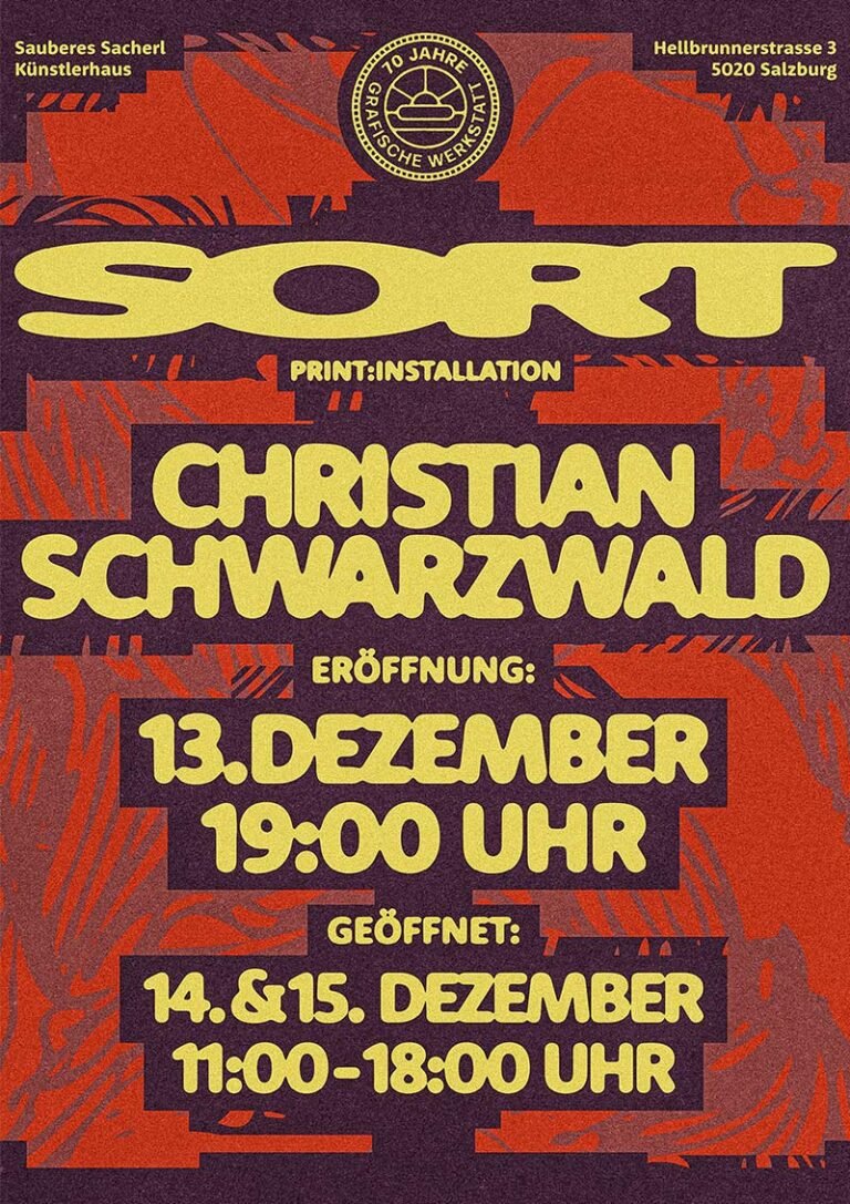 Plakat für das Open Studio von Christian Schwarzwald am 13. Dezember 2024