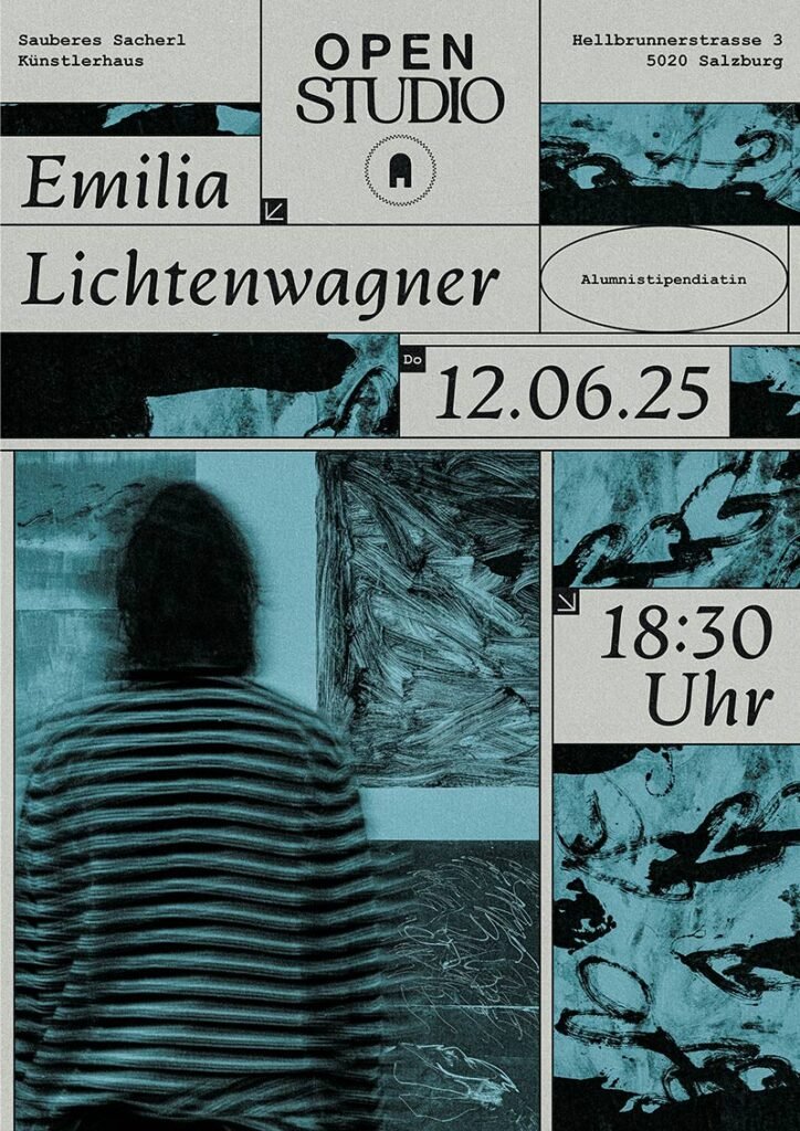 Plakat für das Open Studio von Emilia Lichtenwagner am 12. Juni 2025