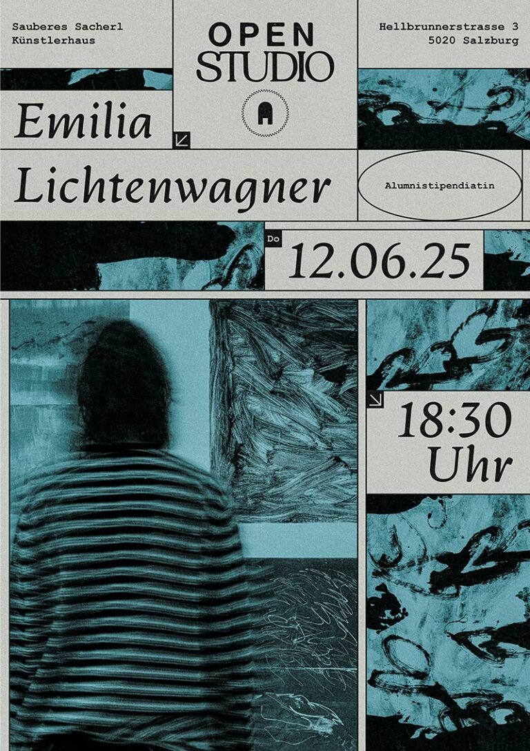Plakat für das Open Studio von Emilia Lichtenwagner am 12. Juni 2025