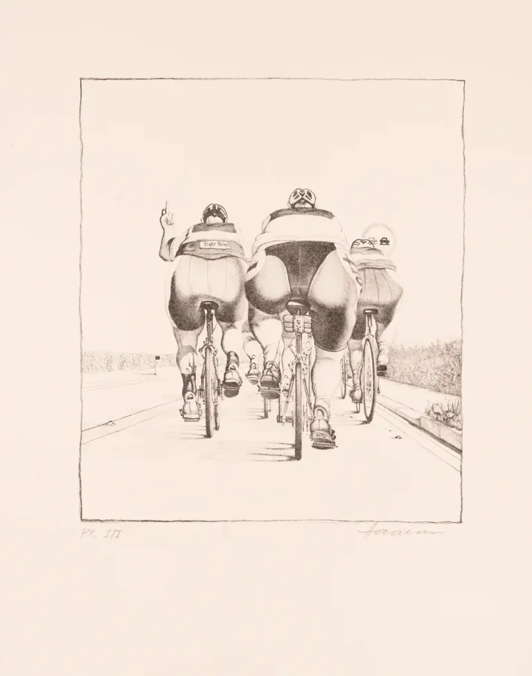 Lithografie 'Radfahrer' von Gerhard Haderer (a0615-c0018)