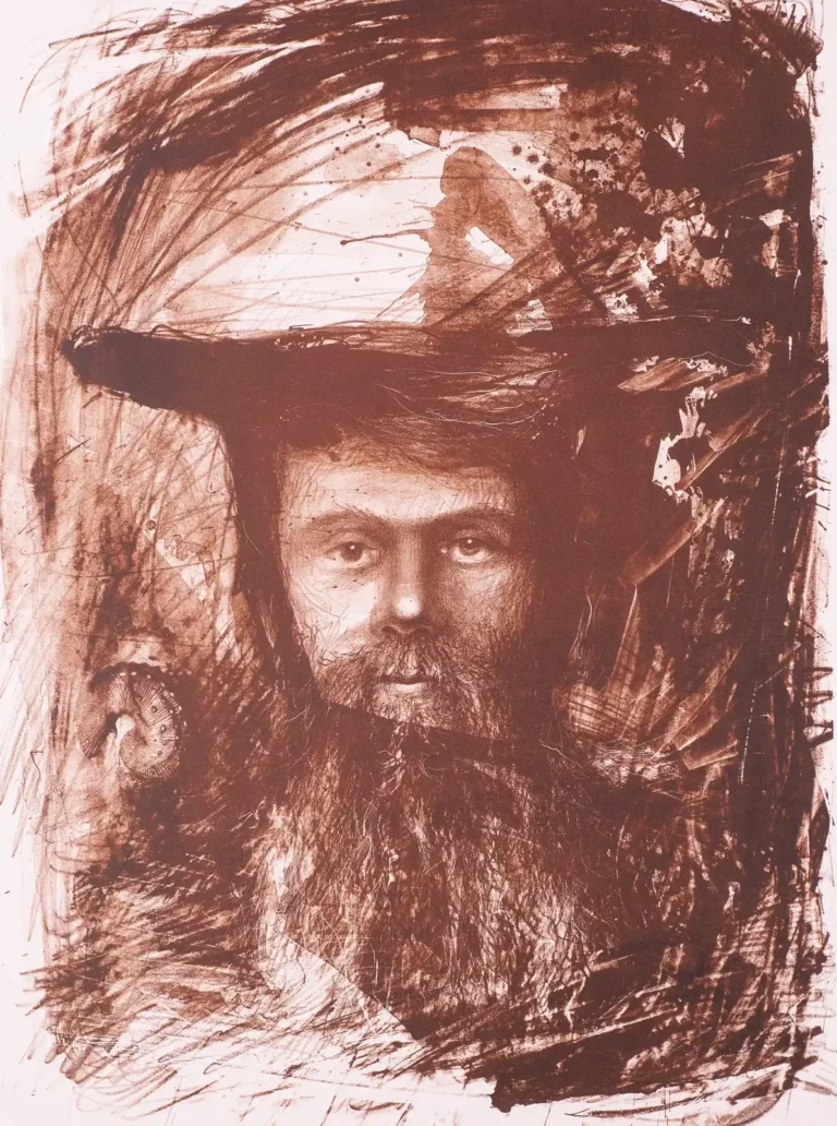 Lithografie Holzschnitt 'Selbstportrait' von Giedrius Jonaitis (a0249-c0019)