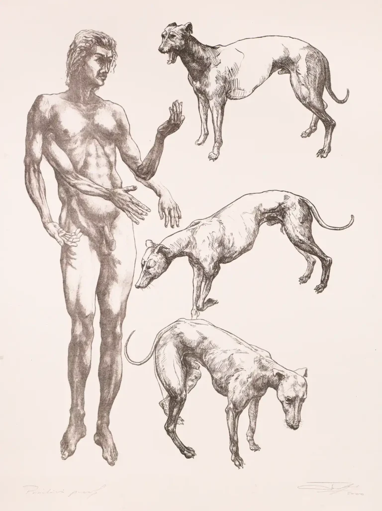 Lithografie 'Adam and the dog' von Jonathan Comerford (a0377-c0029)