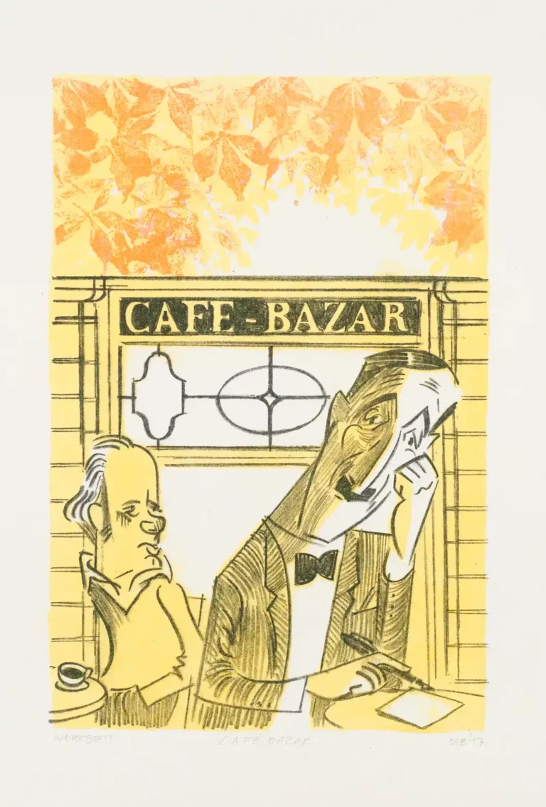 Lithografie 'Cafe Bazar' aus der Serie 'Stefan Zweig' von Maroine Dib (a0000-c0036)