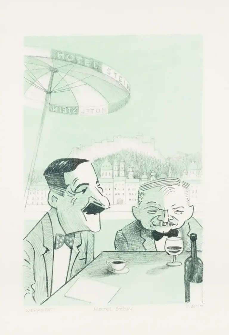 Lithografie 'Hotel Stein' aus der Serie 'Stefan Zweig' von Maroine Dib (a0697-c0038)