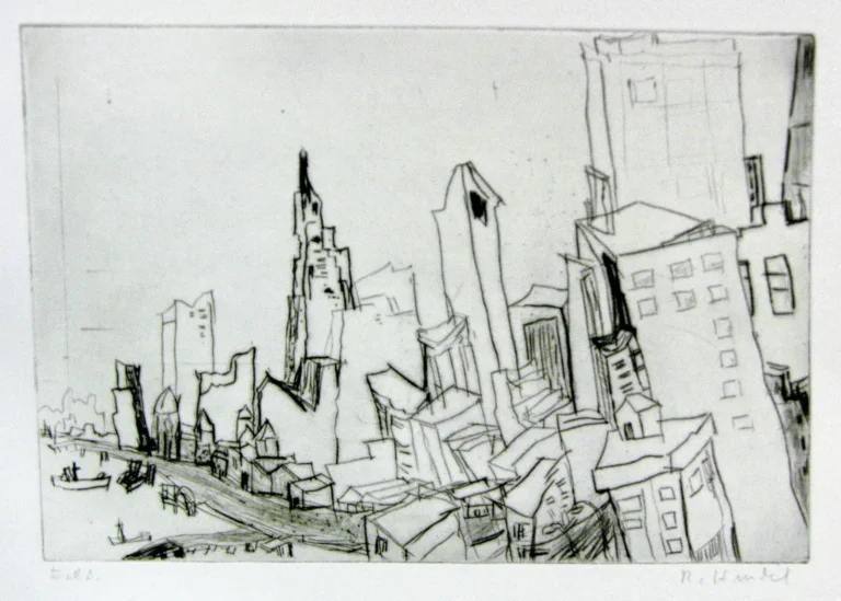 Kaltnadelradierung 'New York' von Rudolf Hradil (a0367-c0048)