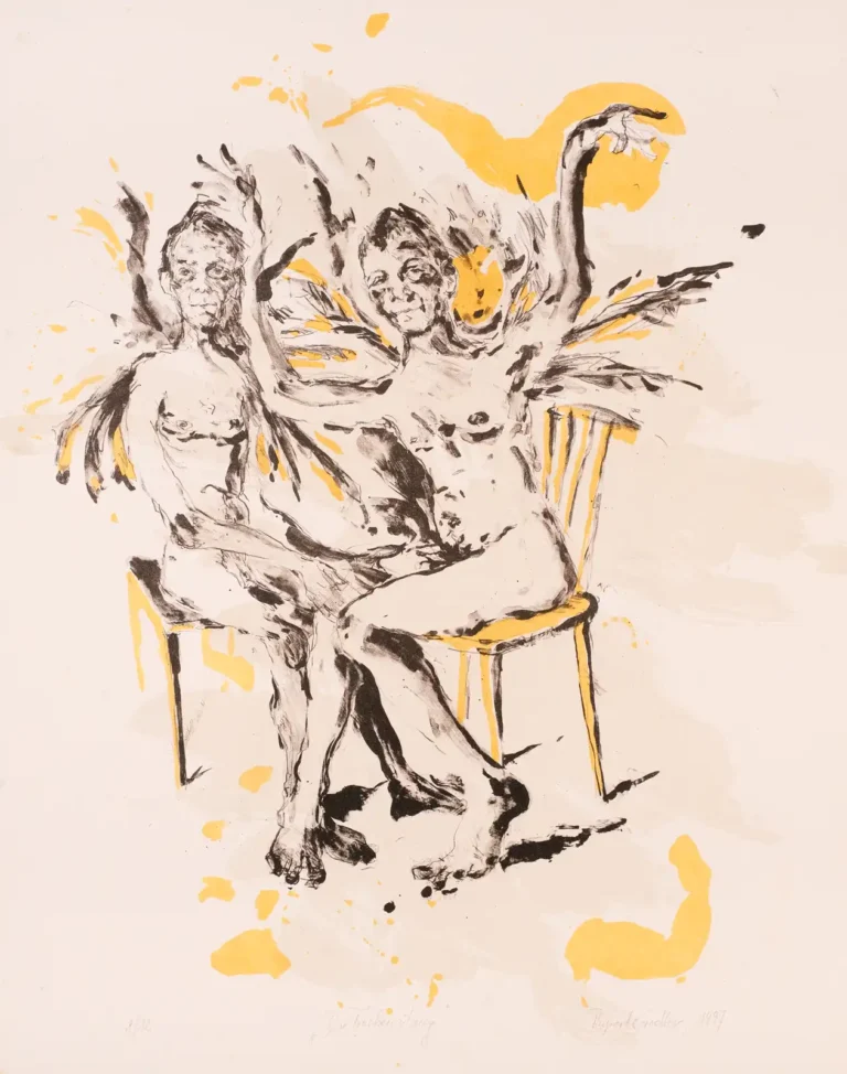 Lithografie 'Die Trockenübung' von Rupert Gredler (a0278-c0052)