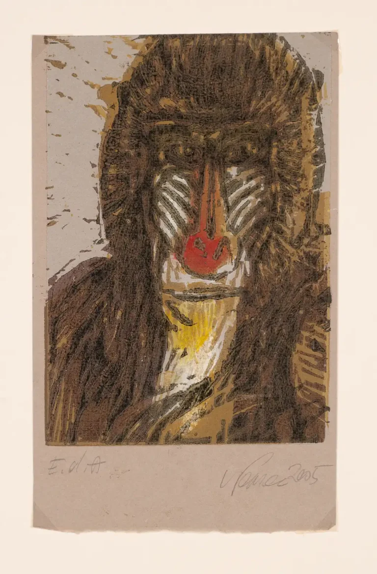 Holzschnitt 'Mandrill' von Thomas Nemec (a1375-c0059)