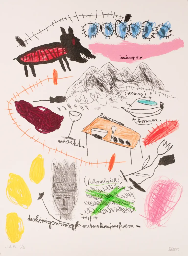 Lithografie coloriert 'deskönigswunsch' von Wolfgang Eibl (a0329-c0076)